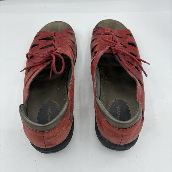 Aravon Sandals Womens Size 12 D Bromly Ghillie Red Gladiator Casual‎ Leather - Picture 5 of 9